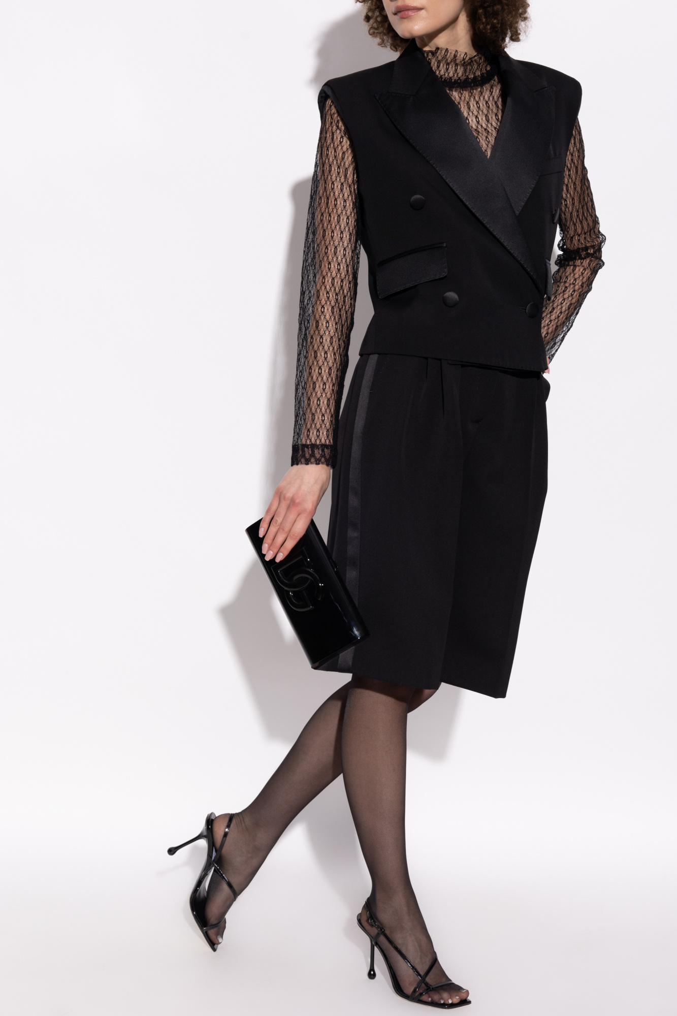 ベスト・ジレ DOLCE  GABBANA Women Vests F29FTTFU21EN0000 Black Double-breasted woolen jacket with side vents in Black for